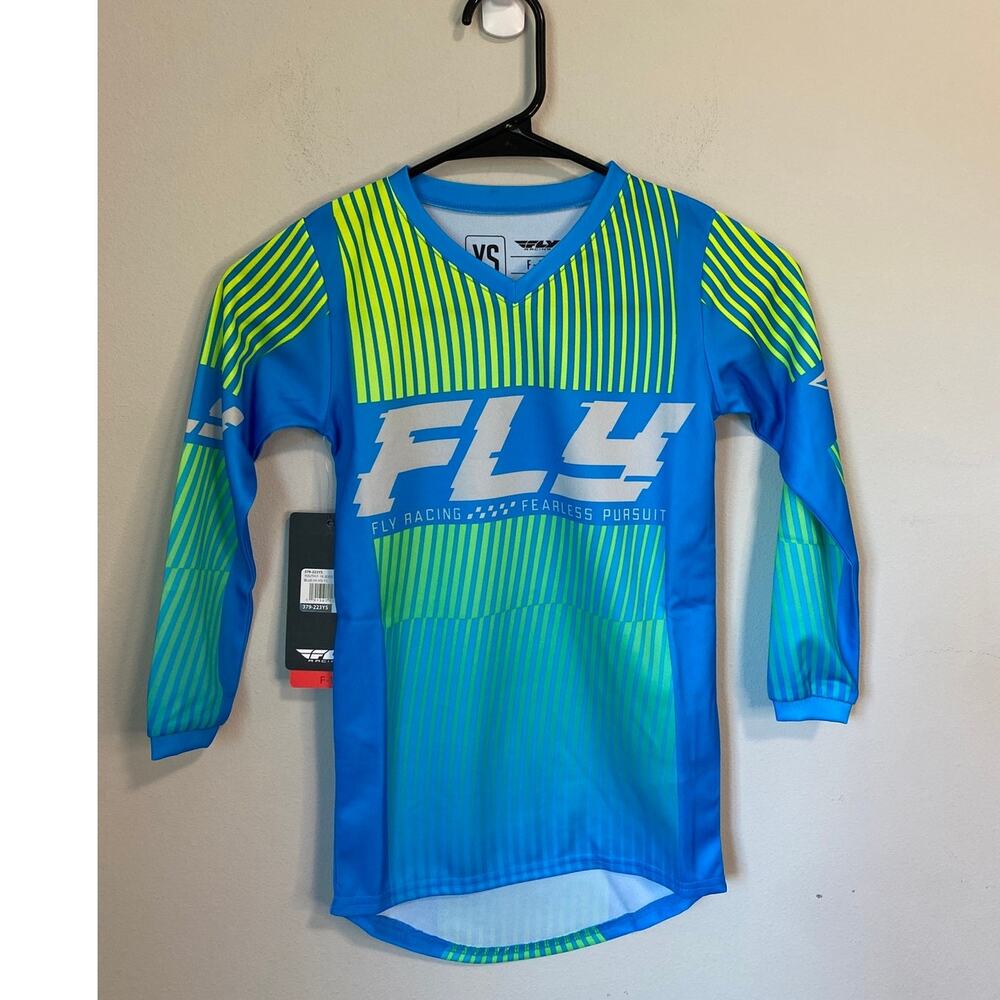 New FLY Racing Youth F-16 Motocross Jersey Blue Hi-Vis Size Small